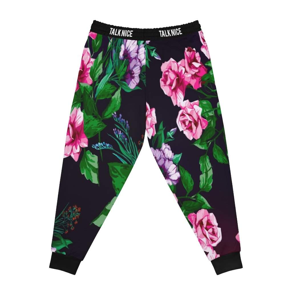 "Talk Nice" Floral Joggers-Printify-All Over Print,AOP,AOP Clothing,Bottoms,Joggers,Men's Bottoms,Men's Clothing,Sports,Sportswear,trousers,Women's Clothing
