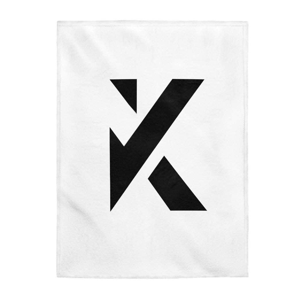 Black “K” Plush Blanket-Printify-All Over Print,AOP,Bed,Bedding,Blankets,Holiday Picks,Home & Living,Sublimation