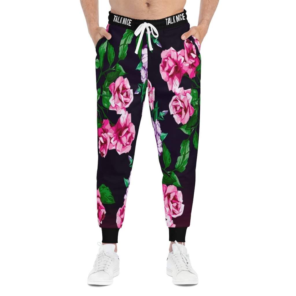 "Talk Nice" Floral Joggers-Printify-All Over Print,AOP,AOP Clothing,Bottoms,Joggers,Men's Bottoms,Men's Clothing,Sports,Sportswear,trousers,Women's Clothing