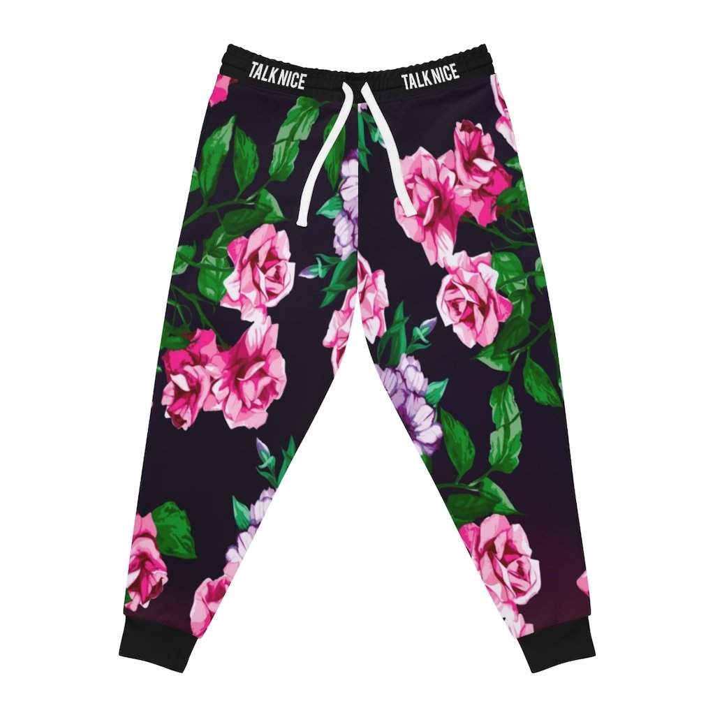 "Talk Nice" Floral Joggers-Printify-All Over Print,AOP,AOP Clothing,Bottoms,Joggers,Men's Bottoms,Men's Clothing,Sports,Sportswear,trousers,Women's Clothing