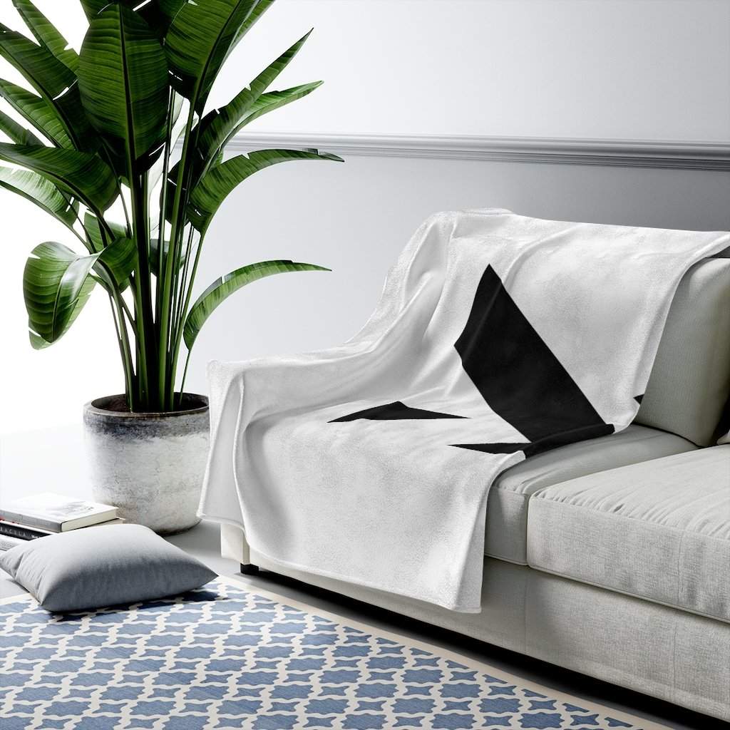 Black “K” Plush Blanket-Printify-All Over Print,AOP,Bed,Bedding,Blankets,Holiday Picks,Home & Living,Sublimation