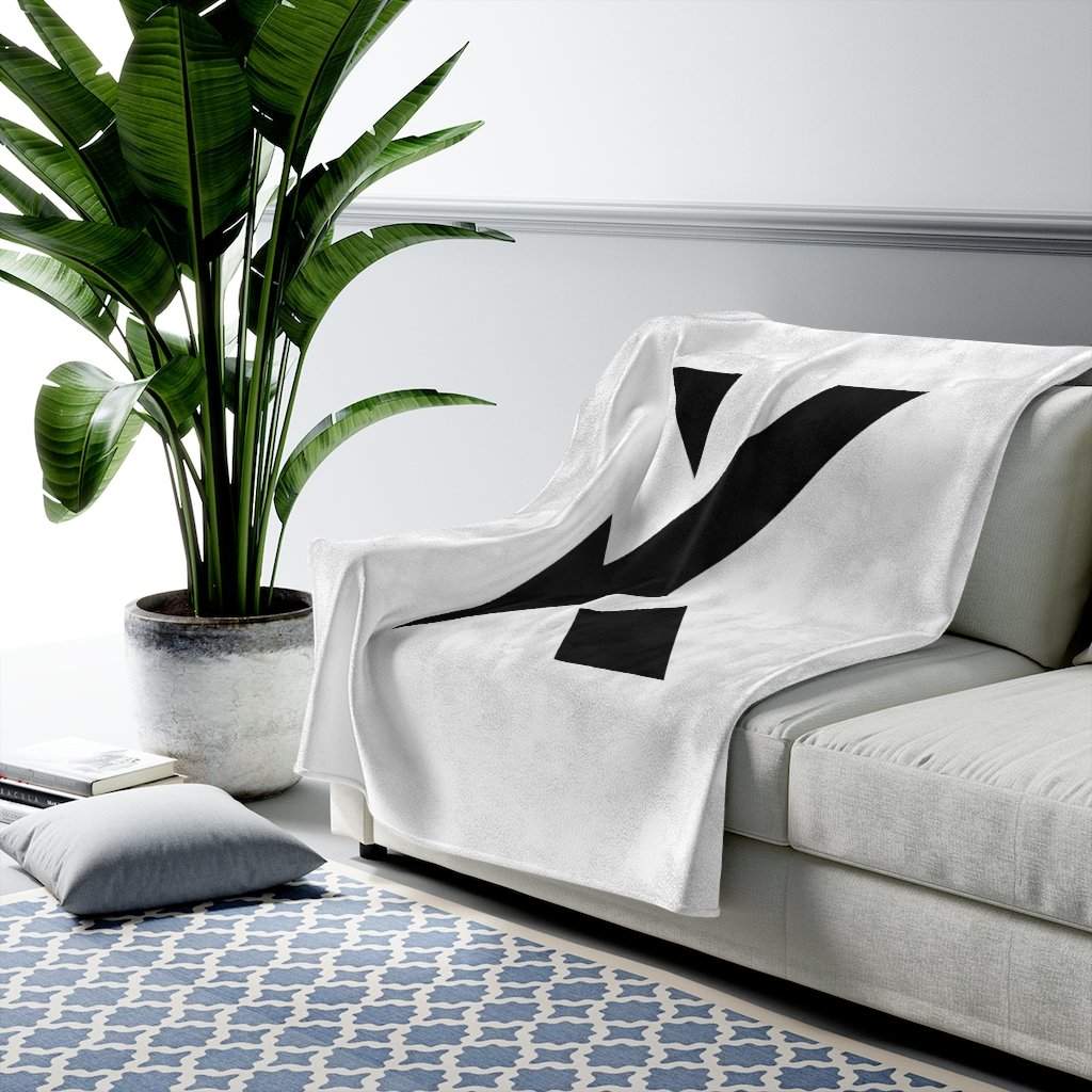 Black “K” Plush Blanket-Printify-All Over Print,AOP,Bed,Bedding,Blankets,Holiday Picks,Home & Living,Sublimation