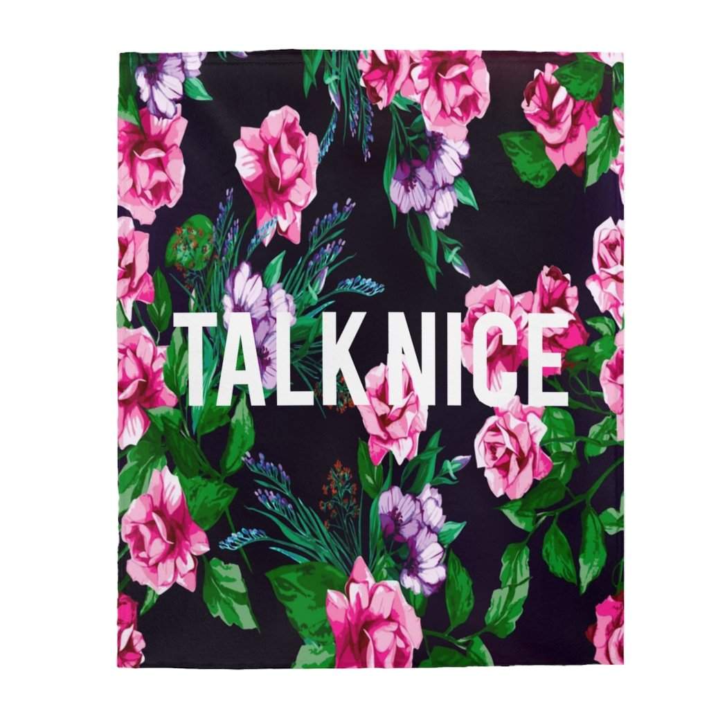 "Talk Nice" Plush Blanket-Printify-All Over Print,AOP,Bed,Bedding,Blankets,Holiday Picks,Home & Living,Sublimation
