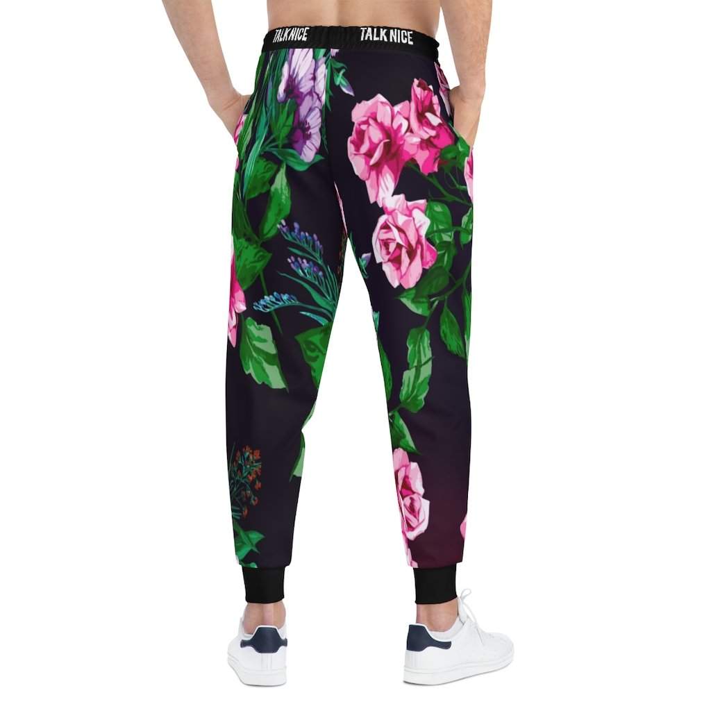 "Talk Nice" Floral Joggers-Printify-All Over Print,AOP,AOP Clothing,Bottoms,Joggers,Men's Bottoms,Men's Clothing,Sports,Sportswear,trousers,Women's Clothing