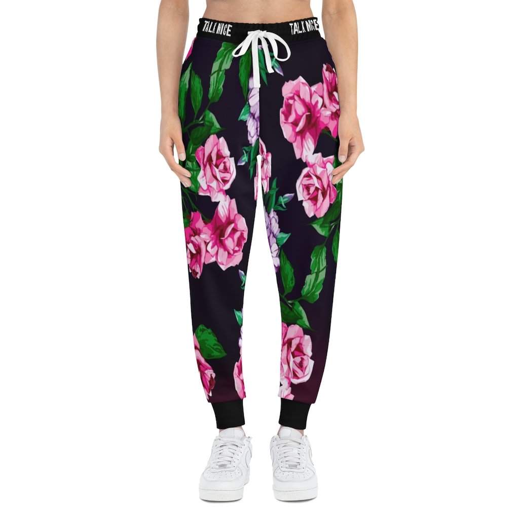 "Talk Nice" Floral Joggers-Printify-All Over Print,AOP,AOP Clothing,Bottoms,Joggers,Men's Bottoms,Men's Clothing,Sports,Sportswear,trousers,Women's Clothing
