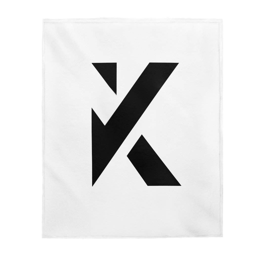 Black “K” Plush Blanket-Printify-All Over Print,AOP,Bed,Bedding,Blankets,Holiday Picks,Home & Living,Sublimation